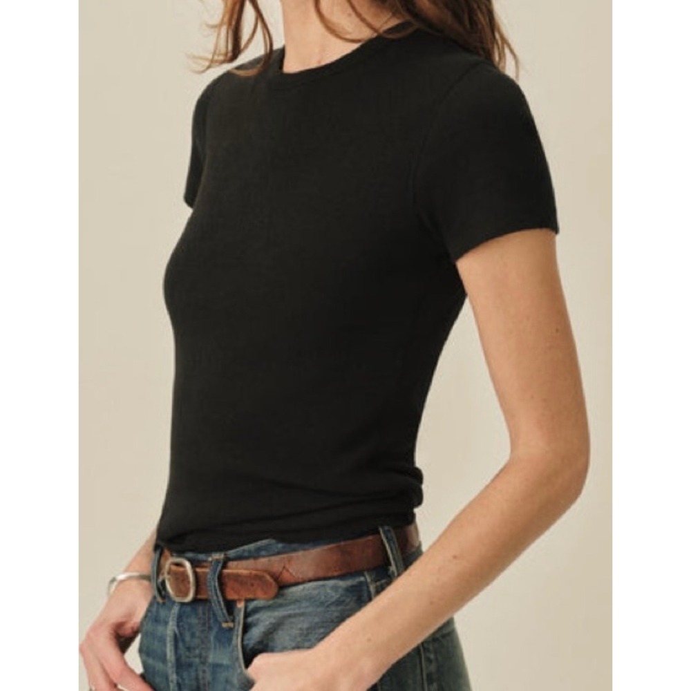 NWT Buck Mason Womens Heirloom Rib Short Sleeve Tee Shirt Medium Soft Black